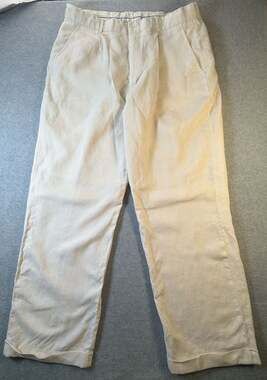 Syllables Men's 100% Linen Pleated Trousers Cream Size 36